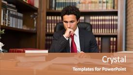  Presentation with reading - Slide set with law - portrait of a businessman reading background and a coral colored foreground