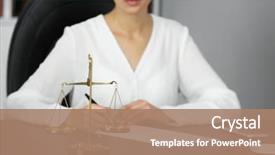  Presentation with justice - PPT layouts consisting of law - scales of justice and businesswoman background and a coral colored foreground