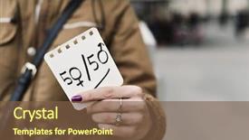  Presentation with gender - Presentation design featuring law - young caucasian woman background and a tawny brown colored foreground