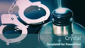  Presentation with order - Colorful slide deck enhanced with law-and-order-concept-handcuffs backdrop and a ocean colored foreground