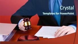  Presentation with law books - Presentation theme having law arbitration - wooden gavel in hand background and a ocean colored foreground