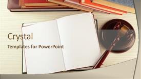  Presentation with gavel - Audience pleasing theme consisting of law books - blank open book with gavel backdrop and a sky blue colored foreground
