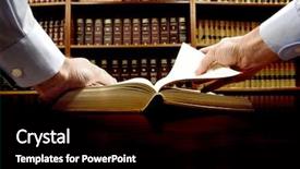  Presentation with old book - Presentation theme having law books - hands holding an old book background and a black colored foreground