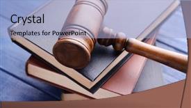 Presentation with law case - Presentation design consisting of law case - gavel and books on wooden background and a light blue colored foreground