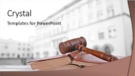  Presentation with law case - Audience pleasing slide deck consisting of law case - judge's gavel and books backdrop and a white colored foreground