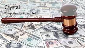  Presentation with law case judge hammer - Presentation having law case - many dollars bills background and a light gray colored foreground