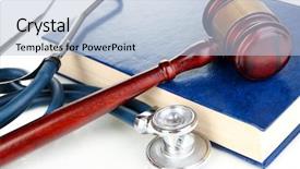  Presentation with law - Colorful PPT theme enhanced with law concept gavel and stethoscope backdrop and a light blue colored foreground
