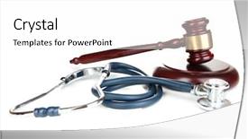  Presentation with gavel - Slide deck consisting of law concept gavel and stethoscope background and a  colored foreground