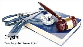  Presentation with law - Audience pleasing presentation theme consisting of law concept gavel and stethoscope backdrop and a white colored foreground