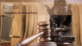  Presentation with judge - Audience pleasing presentation design consisting of law-concept-owl backdrop and a coral colored foreground