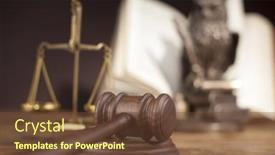  Presentation with judge - Beautiful presentation design featuring law-concept-owl backdrop and a tawny brown colored foreground