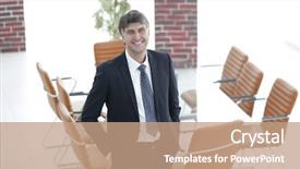  Presentation with meeting - PPT theme consisting of law conference - business man standing background and a  colored foreground