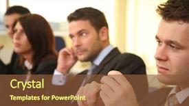  Presentation with debate - Audience pleasing theme consisting of law conference - four business people backdrop and a tawny brown colored foreground