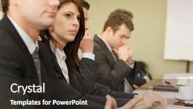  Presentation with business group meeting - Slides enhanced with law conference - group of business people background and a dark gray colored foreground