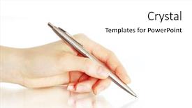  Presentation with book and pen - PPT theme with law contract - hand and pen background and a  colored foreground