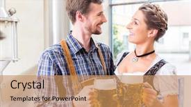  Presentation with food law - Cool new presentation theme with law food industry - brewer and woman toasting backdrop and a coral colored foreground