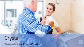  Presentation with food law - PPT layouts enhanced with law food industry - brewer and woman toasting background and a  colored foreground