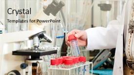  Presentation with food analysis - Beautiful slides featuring law food industry - brewer in the laboratory backdrop and a  colored foreground