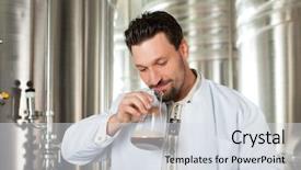  Presentation with beer and wine - Amazing slide deck having law food industry - brewer standing in his brewery backdrop and a sky blue colored foreground