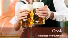  Presentation with food law - Colorful presentation theme enhanced with law food industry - man and woman with beer backdrop and a  colored foreground