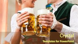  Presentation with brew - Colorful PPT theme enhanced with law food industry - man and woman with beer backdrop and a tawny brown colored foreground
