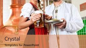  Presentation with man vs woman - Presentation theme featuring law food industry - young man and woman background and a  colored foreground