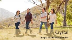  Presentation with active seniors senior couple - Slide set enhanced with children walking away - couple and senior parents smiling background and a yellow colored foreground