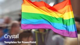  Presentation with gay rights - PPT layouts with gender law - waving gay flag and crowd background and a tawny brown colored foreground
