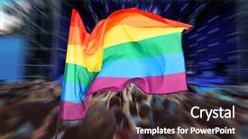  Presentation with gay rights - Slide deck featuring gender law - waving gay flag and crowd background and a tawny brown colored foreground