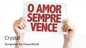  Presentation with love and care - PPT theme consisting of law god background - love always wins in portuguese background and a sky blue colored foreground