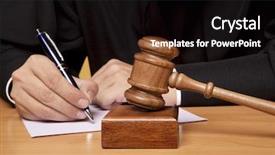  Presentation with referee - Theme having law judge - referee hammer and a man background and a black colored foreground