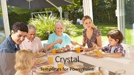  Presentation with family law - Cool new PPT theme with law kids - happy family in three generations backdrop and a coral colored foreground