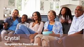  Presentation with black family - PPT layouts featuring law kids - multi generation black family watching background and a coral colored foreground