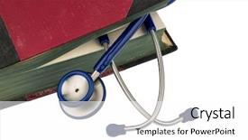  Presentation with medical malpractice - Colorful PPT theme enhanced with law medical malpractice - book and stethoscope symbol photo backdrop and a white colored foreground