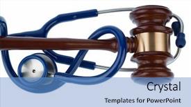  Presentation with medical malpractice - Presentation theme with law medical malpractice - gavel and stethoscope symbolic photo background and a teal colored foreground