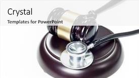  Presentation with law case judge hammer - Theme having law medical malpractice - judge hammer and stethoscope background and a white colored foreground