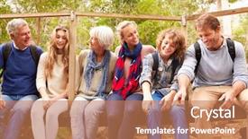  Presentation with forest bridge - PPT theme having law nature - family group sitting background and a coral colored foreground