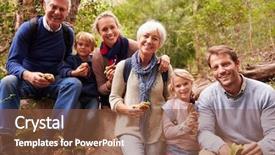  Presentation with family healthy eating - Cool new PPT theme with law nature - multi-generation family eating backdrop and a tawny brown colored foreground