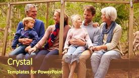  Presentation with family talking - Slide deck with law nature - multi-generation family talking background and a tawny brown colored foreground