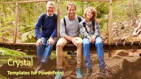  Presentation with forest bridge - Presentation design with law nature - three generations of men background and a  colored foreground