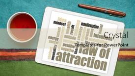  Presentation with law - Presentation theme with law-of-attraction-word-cloud background and a soft green colored foreground