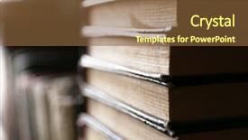  Presentation with tan book stack stacks of books - Slide set with law research - stack of books closeup background and a  colored foreground