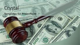  Presentation with gavel - PPT theme featuring law sales - gavel and money close-up background and a mint green colored foreground