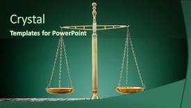  Presentation with law - PPT theme having law-scales-on-wooden-desk background and a forest green colored foreground