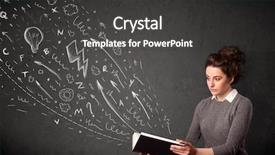  Presentation with kids reading book - Colorful slide set enhanced with law school - young woman reading a book backdrop and a dark gray colored foreground