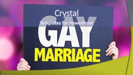 Presentation with marriage card - Colorful theme enhanced with law template - gay marriage card with pink backdrop and a ocean colored foreground