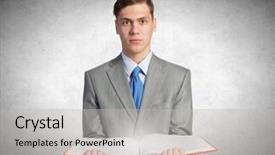  Presentation with open book magic lights - PPT theme enhanced with law template - man with opened book background and a  colored foreground