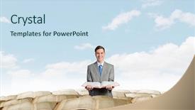  Presentation with book - Colorful presentation design enhanced with law template - man with opened book backdrop and a  colored foreground