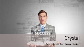  Presentation with book - Colorful presentation design enhanced with law template - man with opened book backdrop and a  colored foreground