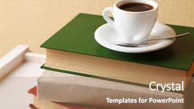  Presentation with tan book stack stacks of books - Audience pleasing PPT theme consisting of law template - pile of books with cup backdrop and a  colored foreground
